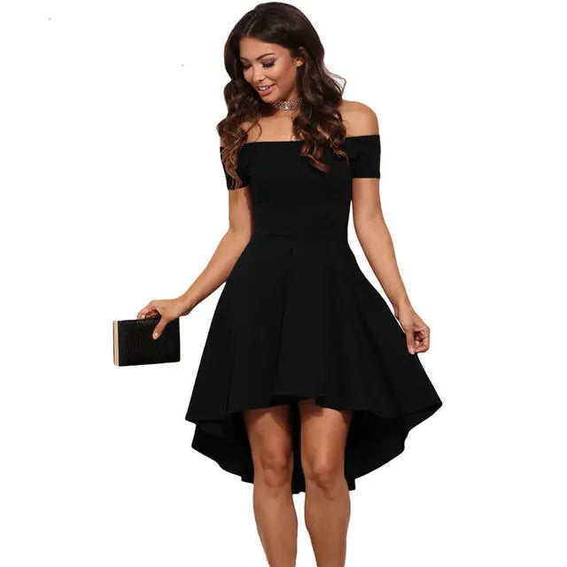 Women's One-Shoulder Short Sleeve Swing Dress