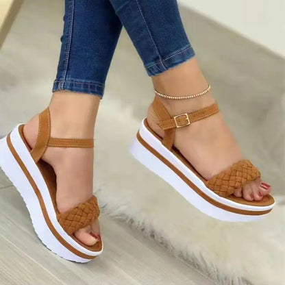 Thick-Bottomed Braided Strap Sandals for Women