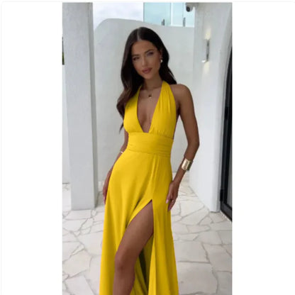 Women's Sexy Halterneck Slit Dress