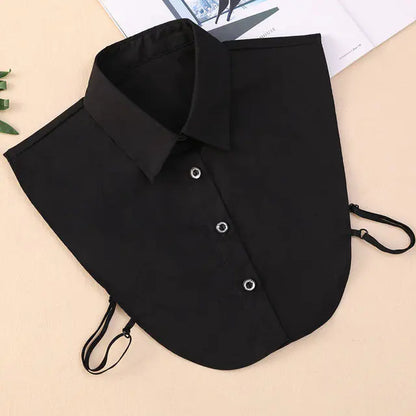 Vintage Solid Cotton Detachable Collar Blouse Top