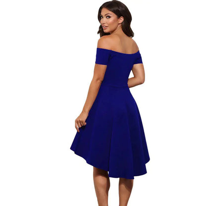 Women's One-Shoulder Short Sleeve Swing Dress