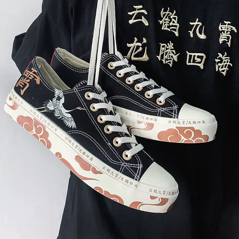Chinese Style High-Top Canvas Sneakers for Women 35-40
