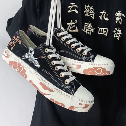 Chinese Style High-Top Canvas Sneakers for Women 35-40