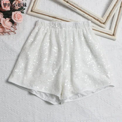 V-neck Loose Blouse and Slimming Shorts Suit for Women