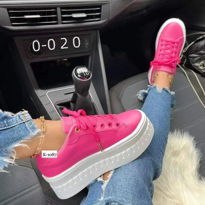 Trendy Platform Lace-Up Sneakers for Women (Casual)