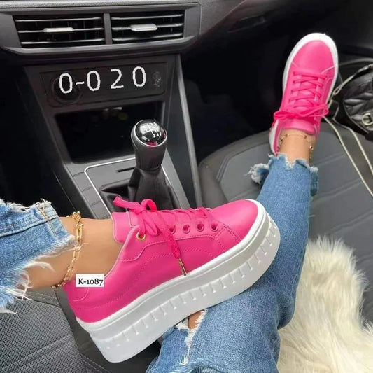 Trendy Platform Lace-Up Sneakers for Women (Casual)