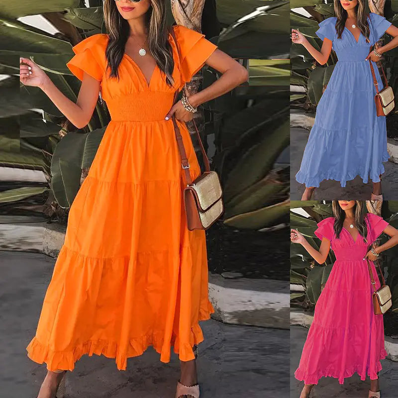 Short Sleeve Midi Dress for Women's Fashion
