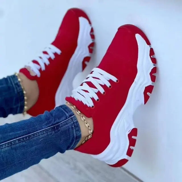 Women's Flat Lace-Up Canvas Sneakers for Casual Wear