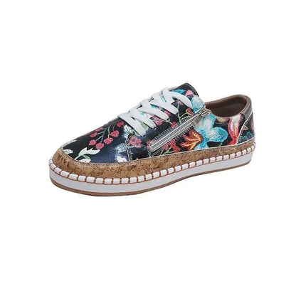 Elegant Floral Lace-up Women's Casual Sports Shoes