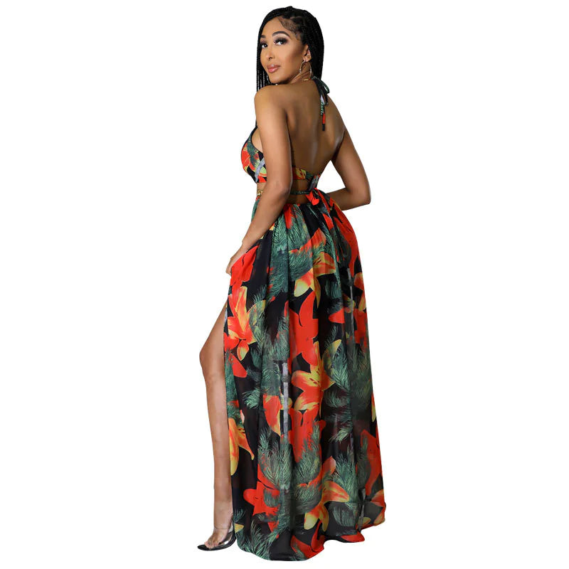 Floral Midi Suspender Dress