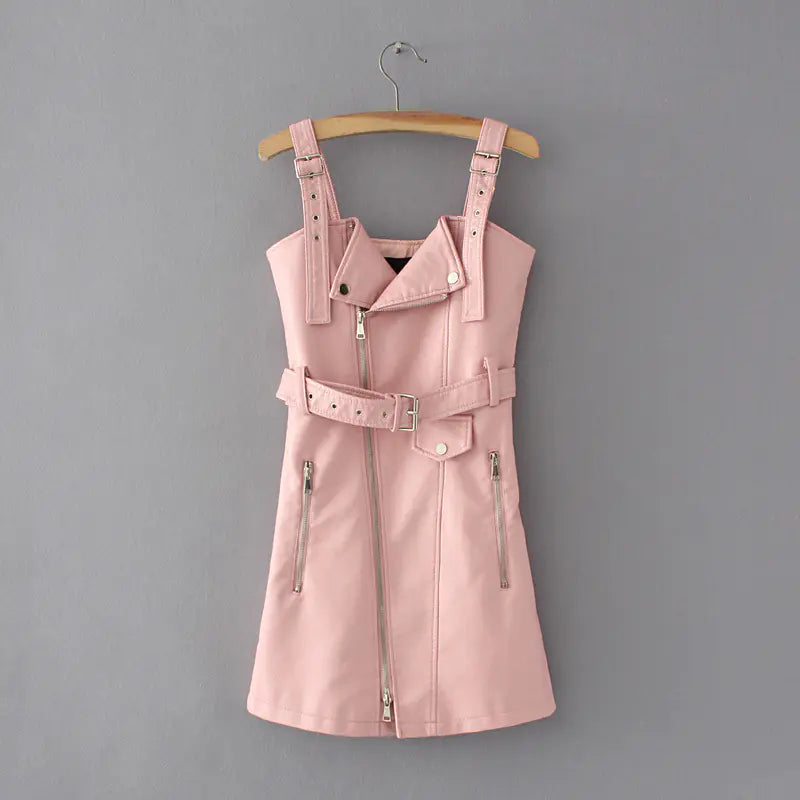 Strap Dress, PU Dress, Casual Dress