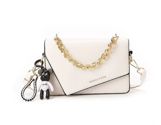 Chic Retro Letter Print Shoulder Bag for Women